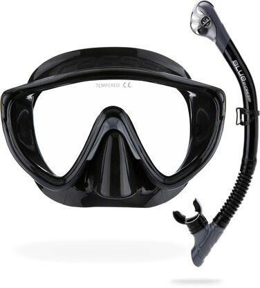 Комбінований набір Маска Tino та Сноркель Scilla, Дайвінг та сноркелінг, Один розмір, Дорослі Чорний/Графіт