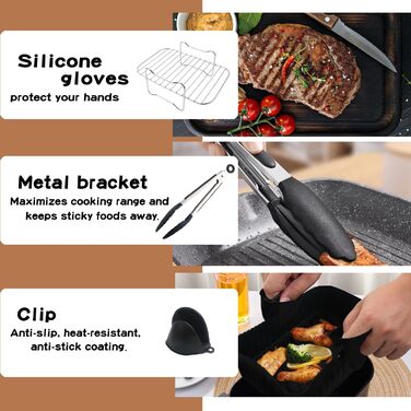 Аксесуари для двозонної аерофритюрниці, набір аксесуарів для фритюрниці з силіконовою формою для Ninja Foodi AF300EU,AF400EU,AF400EUCP, Innsky, аксесуари для подвійної фритюрниці Princess 7,6 л-9,5 л, решітка для гриля аерофритюрниці тощо