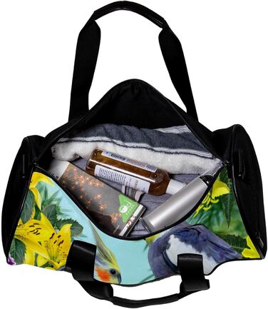 Спортивна сумка, маленька дорожня сумка, сумка для шопінгу та йоги, сумка з принтом Птах, Квіти, Папуга, сумка для фітнесу на відкритому повітрі, ручна поклажа