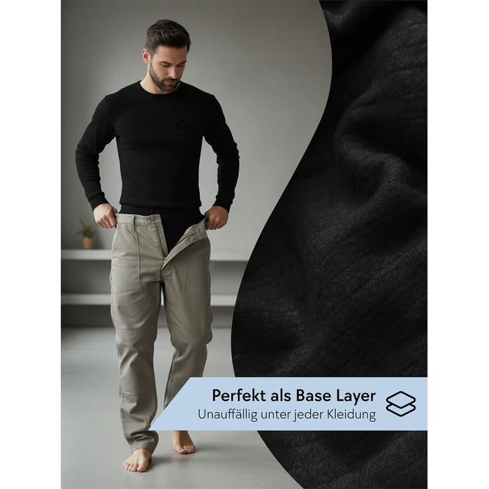 Чоловіча термобілизна - Комплект лижної білизни - Довгі труси та сорочка - Комплект термобілизни 3XL Темно-чорний, 2 шт.