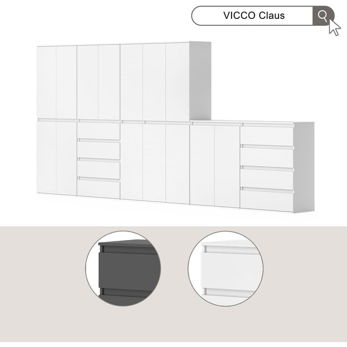 Шафа Vicco Claus, біла, 74 x 191,5 см з 4 дверима