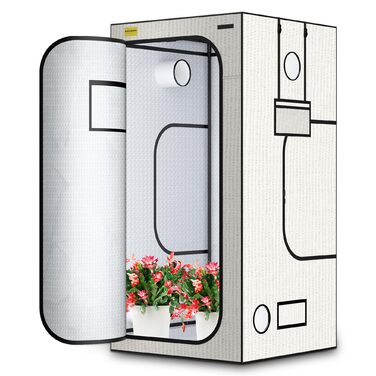 Гроубокс 100x100x200 см, 600D Oxford намет для вирощування з відбиваючою поліестеровою плівкою, сталевим каркасом 22 мм, вентиляційними отворами та оглядовим вікном. Намети для гідропоніки, теплиць та кімнатного садівництва.