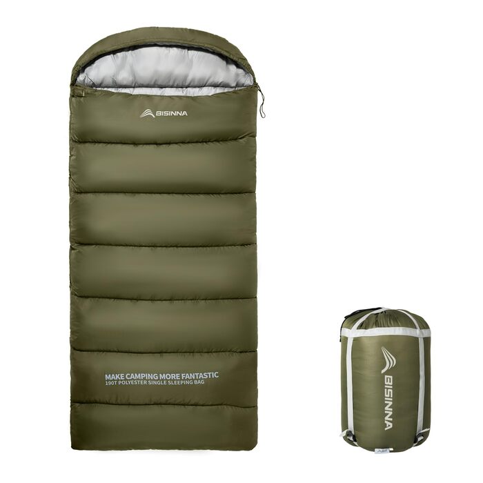 Спальний мішок BISINNA для дорослих, кемпінг, графеновий поліестер, тихий - водовідштовхувальний, дихаючий - 220x90 см на 4 сезони (1,8 кг/2,5 кг)