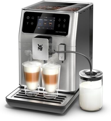 Повністю автоматична кавоварка WMF Perfection 680 з молочною системою, 21 напій, подвійний термоблок, кавомолка з нержавіючої сталі, профіль користувача, контейнер для молока 0,6 л, Wi-Fi