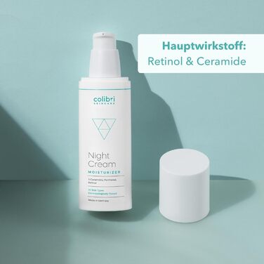 Нічний крем Colibri Skincare 80 мл з ретинолом та гіалуроновою сироваткою ліфтинговий антиейдж крем для жінок та чоловіків живильний крем для обличчя проти зморшок Зроблено в Німеччині