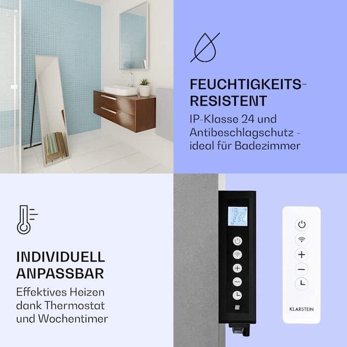 Інфрачервоний обігрівач Klarstein, інфрачервоний дзеркальний обігрівач, окремостоячий пристрій, інфрачервоний обігрівач з термостатом, обігрівач з датчиком відкритого вікна та керуванням за допомогою застосунку, обігрівач без CO2, інфрачервоний обігрівач 