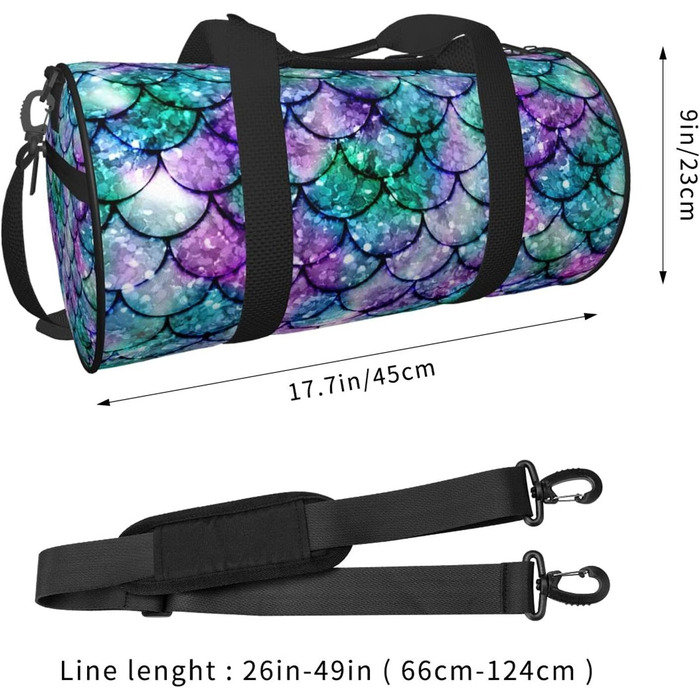 Спортивна сумка з ефектом омбре Хвіст Русалки, велика дорожня сумка для фітнесу, на вихідні та подорожей для жінок та чоловіків