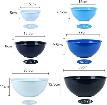 Набір мисок для змішування BoxedHome з кришками, миски для змішування, упаковка з 12 мисок для змішування, пластикова салатниця Не