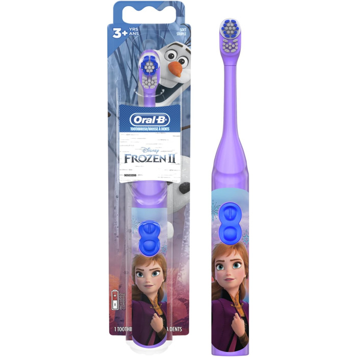 Дитяча зубна щітка Oral-B Pro-Health Jr. з живленням від батареї з Disney's Frozen, Soft, 1ct, стилі можуть відрізнятися Кольори та дизайн різняться