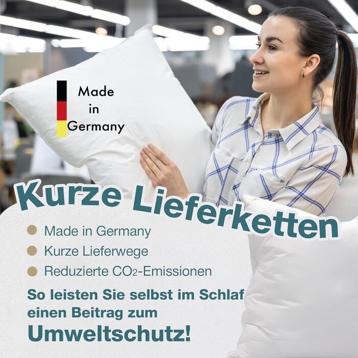 Пухова подушка 40x80 3-камерна пухово-пір&39яна подушка М&39яка пір&39яна подушка готельного стилю, повітропроникна Зроблено в Німеччині Середня, вага наповнювача 700 г, 40x80 см, Білий, 1