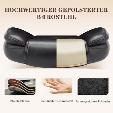 Ергономічне офісне крісло IWMH, регульоване по висоті крісло для роботи, обертове крісло зі штучної шкіри, висока вантажопідйомність та дихаюче крісло для керівника для домашнього офісу та офісу (чорне)