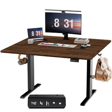 Стіл з регульованою висотою, 120 x 60 см, пам&39ять налаштувань висоти з 2 режимами, легке складання, для домашнього офісу, навчання та ігор, вінтажно-коричневий