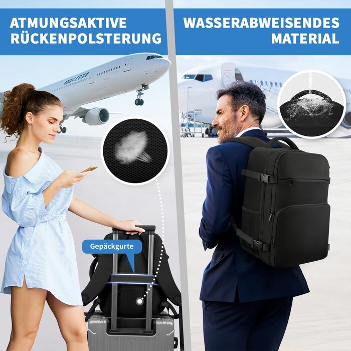 Для ручної поклажі Ryanair 40x30x20, рюкзак для подорожей з ручною поклажею об&39ємом 24 л для чоловіків та жінок, рюкзак для ноутбука 15 дюймів, сумка для ручної поклажі, невеликий рюкзак для літака 40x30x20 Eurowings, чорний