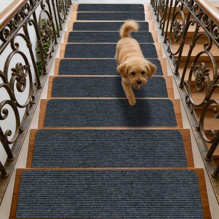 Килимки для сходів, 15 шт. , протиковзкі килимки для сходів, самоклеючі, прямокутний килимок для сходів, нековзний килимок для дітей та домашніх тварин (темно-сірий, 55 см x 22 см)