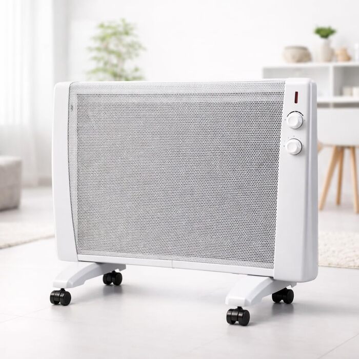 Інфрачервоний обігрівач Syntrox Germany 2400 Вт / Радіаційний обігрівач мобільний електричний обігрівач з термостатом та 4 режимами нагріву, тихий та безпиловий, окремостоячий пристрій з колесами та настінним кріпленням