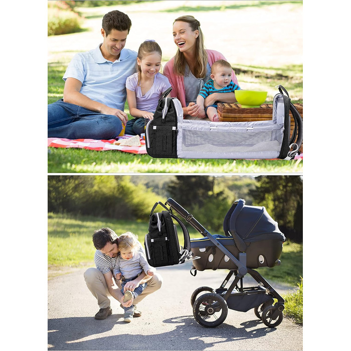 Пеленальна сумка-рюкзак, пеленальний рюкзак з функцією ліжечка великий, багатофункціональний пеленальний мішок з пеленальним килим