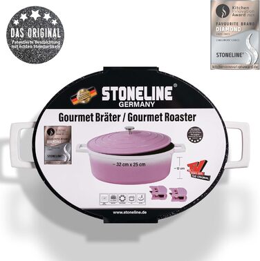 Каструля для запікання з кришкою індукційна 32 см, 6,6 л, лита алюмінієва каструля з покриттям зі справжніх кам'яних частинок, кас