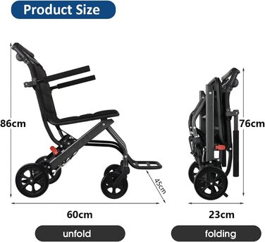 Інвалідне крісло WEYRAL 8 кг легко складається, складні інвалідні візки, транзитне крісло колісне для людей похилого віку, інвалідне крісло на відкритому повітрі, транспортні інвалідні візки, вантажопідйомність 100 кг