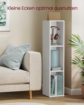 Колекція Custos - Книжкова полиця, 3-рівнева полиця, Відкрита полиця для зберігання, 24 x 20 x 94,8 см, для вітальні, домашнього офісу, спальні, Хмарно-білий LBC523W01 3 рівні (20Ш см) Хмарно-білий