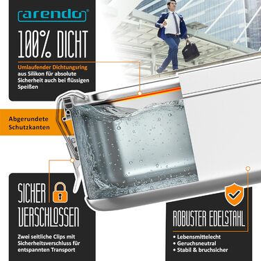 Ланчбокс з нержавіючої сталі 1200 мл з відділеннями два знімні роздільники герметичний завдяки силіконовій прокладці безпечна для харчових продуктів нержавіюча сталь для дітей та дорослих