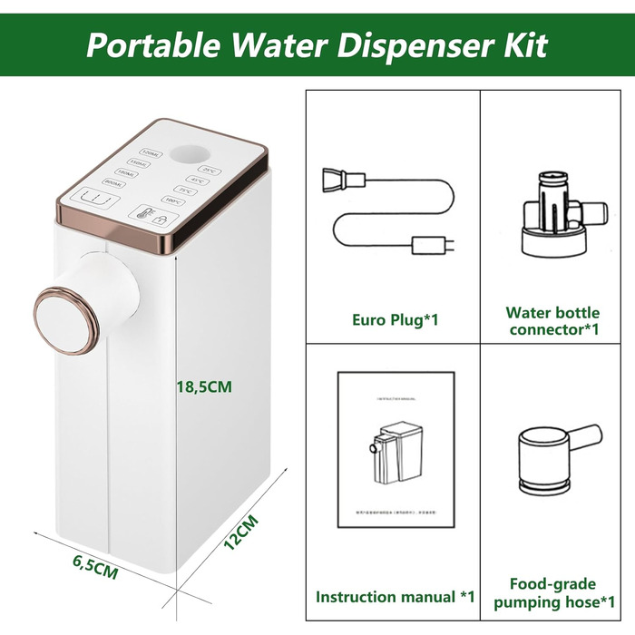 Миттєвий диспенсер для гарячої води, портативний диспенсер для гарячої води для приготування чаю, розчинної кави, дитячого харчування, диспенсер для води з сенсорним дисплеєм, 4 рівні температури та параметри кількості води