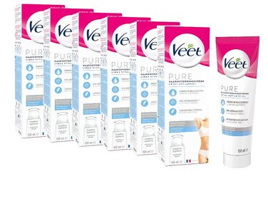 Крем для видалення волосся Veet для чутливої шкіри бікіні та пахв (6 x 100мл)