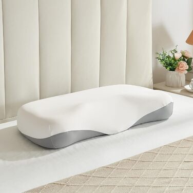 Подушка для шиї, подушка з піни з ефектом пам&39яті, ергономічна, ортопедична подушка з регульованою жорсткістю, подушка для підтримки шиї для сну на боці, спині та животі, 65 x 35 x 11,5 см
