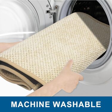 Нековзний килимок для ванної, який можна прати, 70 x 120 см, килимок для ванної з шенілу з гумовою основою, суперпоглинаючий килимок для ванни, для душу, ванни та туалету, бежевий, 70 x 120 см