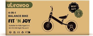 Дитячі велосипеди UBRAVOO Fit 'n Joy, дитячий велосипед-балансир 4-в-1 з педалями та навчальними колесами, дитячий велосипед-трици