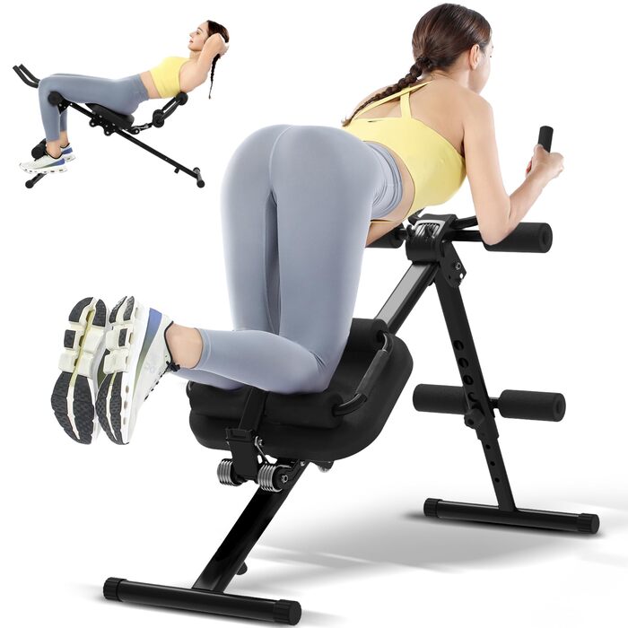 Тренажер для м&39язів живота GuuG складний тренажер для живота, фітнес-тренажер для живота, домашній тренажерний зал для чоловіків та жінок, чорний