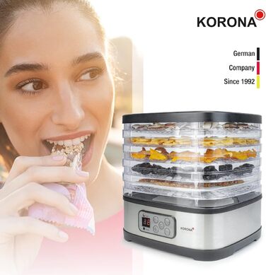 Дегідратор з формою для мюслі 5 рівнів Сушить фрукти, м'ясо, рибу, зелень Таймер 8-72 години Силіконова форма для батончиків мюслі Не містить бісфенолу А Світлодіодний дисплей, 57011