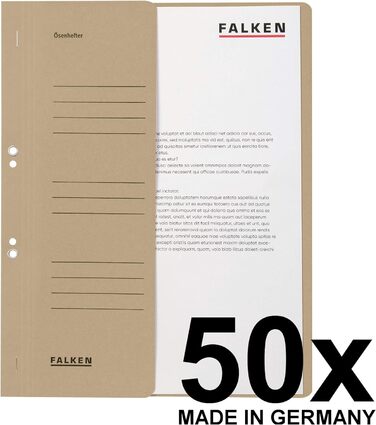 Оригінальний степлер Falken 50 Pack. Зроблено в Німеччині. Виготовлений з переробленого картону з половиною передньої обкладинки та комерційною прошивкою для папки DIN A4 Blue Angel (сірий)