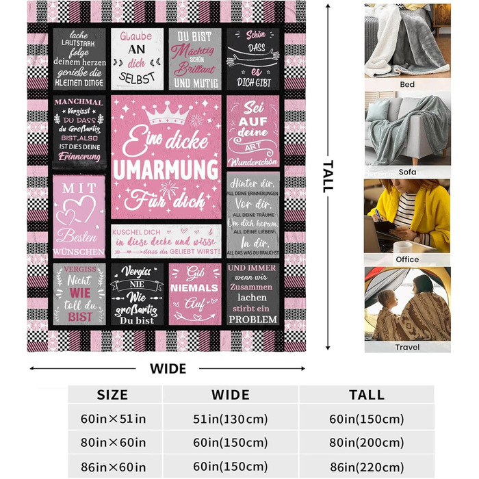 Подарунки для найкращої подруги, ковдра-обіймач для дівчини, подарунки для найкращої подруги, жінки, сестри, дружини, колеги, мами на Різдво, день народження, подарунок на день народження дівчини 150*200 см