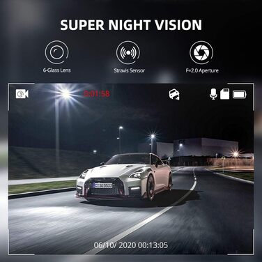 Автомобільна передня задня камера AZDOME M01 Pro Dashcam 1080P FHD з картою пам'яті 64GB, подвійна автомобільна камера з моніторин