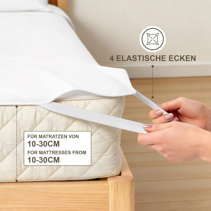 Наматрацник 140x200 см Molton - Виготовлений зі 100 бавовни, дихаючий, зручний наматрацник, біла бавовна 140x200 см