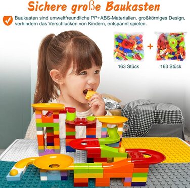 Дитячий набір столу та стільців 6-в-1, сумісний набір столів для різних видів діяльності, стіл для рукоділля з 2 стільцями та 163 будівельними блоками, багатофункціональний навчальний та ігровий стіл з місцем для зберігання, подарунок з будівельними блока