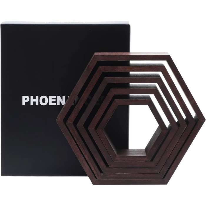 Шестигранні плаваючі полиці, настінні дерев&39яні стільникові настінні полиці для зберігання у фермерському стилі з 5 шт. , для ванної кімнати, кухні, спальні, вітальні, офісу, оздоблення з коряги (горіх) шестигранний волоський горіх