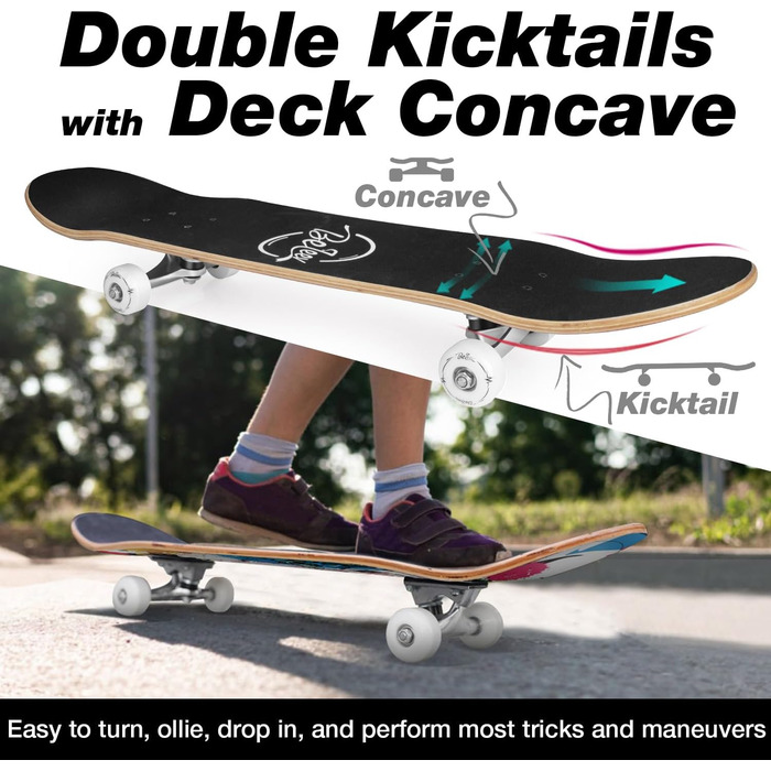 Скейтборд для дітей, підлітків та дорослих BELEEV Cruiser Skateboard 31 x 8 Inch – Red