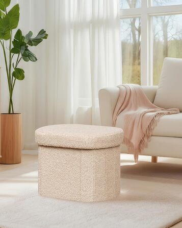 Лавка для зберігання Bonlife, Складана скриня для зберігання, Пуф для ніг, Love, для спальні, вітальні, коридору, Бежевий, 41 x 31 x 31 см (Бежевий 41Г x 31Ш x 31В см)
