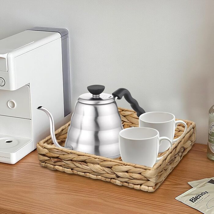 Набір із 3 підносів для зберігання, сплетених з водяного гіацинта та морської трави, квадратні декоративні підноси для подачі, кошики для зберігання ручної роботи з водяного гіацинта для вітальні, їдальні та ванної кімнати, кухні