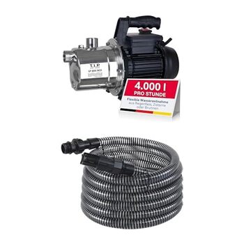 Насос садовий нержавіюча сталь T.I.P. GP 4000 INOX продуктивність 4000 л/год, максимальний напір/тиск 42 м / 4,2 бар, потужність 800 Вт Всмоктувальний шланг T.I.P. 31012 комплект 7 м