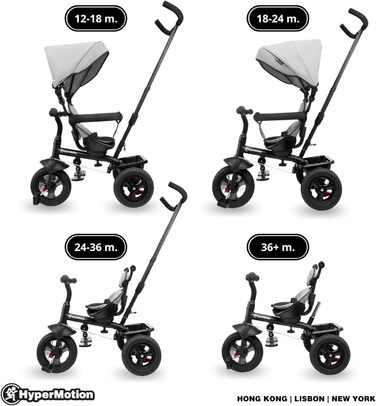 Дитячий триколісний велосипед HyperMotion від 1 року до 20 кг, дитячі велосипеди, 1-4 роки, дитячий велосипед з ручкою, триколісни