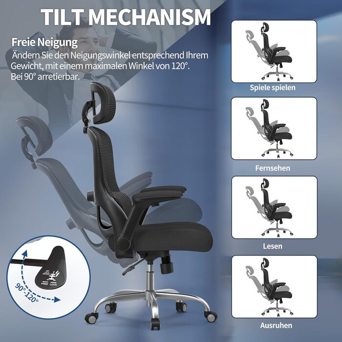 Ергономічне офісне крісло TRALT, до 150 кг, сітка, чорний