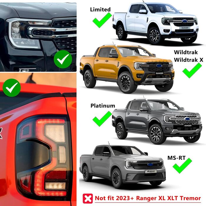 Чохли на фари JHCHAN для Ford Ranger 2023 T9 Wildtrak Raptor Wildtrak X Limited Platinum (висока комплектація)