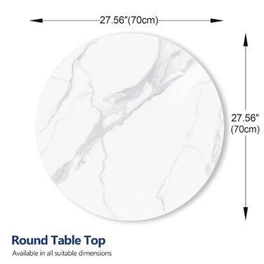 Кругла стільниця ZL ZELing 70 см з білого спеченого каменю - підходить для цілорічного використання, в приміщенні та на вулиці, для обідніх, кавових та журнальних столиків Ø70 см