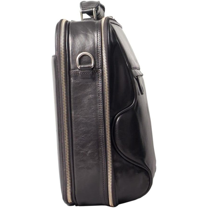 Італійська розкішна шкіряна сумка для ноутбука Volterra в чорному кольорі