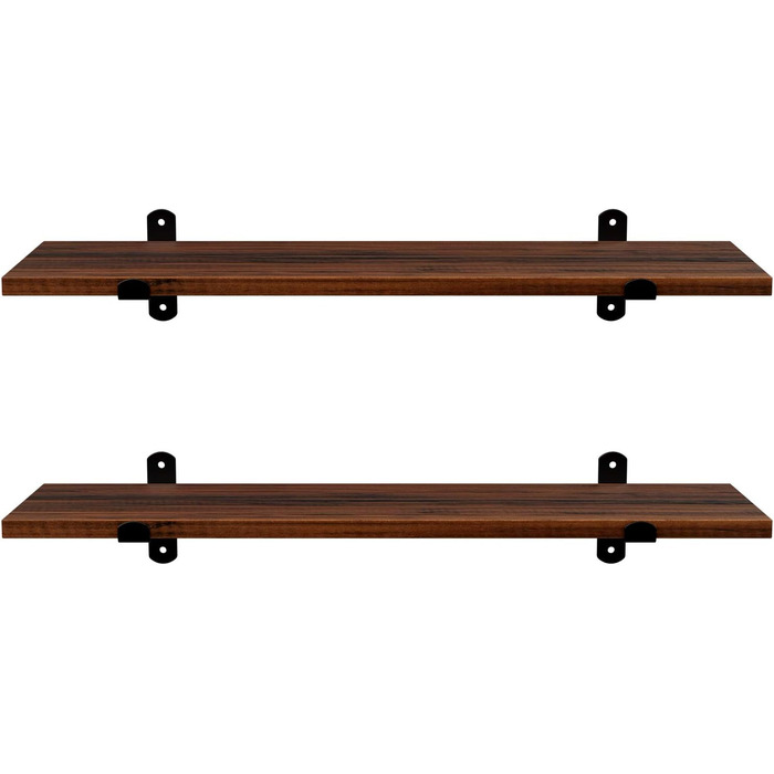 Настінні полиці SONGMICS, 2 шт., плаваючі, декоративні, ретро-стиль, максимальне навантаження 15 кг/шт., 60 x 20 x 7 см, МДФ, коричнево-чорні LWS04NB