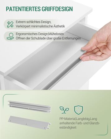 Пересувний контейнер Hzuaneri, мобільна шафа для документів, шафа з 5 висувними шухлядами, шафа для зберігання речей для офісу та домашнього офісу, білий 40 x 40 x 70 см FC55503X