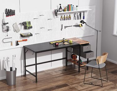 Письмовий стіл HOMIDEC, комп&39ютерний стіл, ПК-стіл, стіл з шухлядами, офісний стіл для офісу, вітальні, дому, офісу, 140 x 50 x 75 см, чорний, 140 см