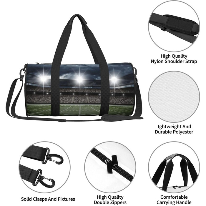 Дорожня сумка Місячні Вовки, 3D-дизайн, кругла форма, великий об'єм, легка та міцна, ідеальний подарунок для походів, відпустки, ділових поїздок та іншого, нічне освітлення стадіону, універсальний розмір